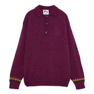President's Round-neck Knitwear, male, Purple, M, Polo Over Ps Alpaca Brushed