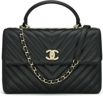 Chanel Black Chevron Trendy Top Handle Bag