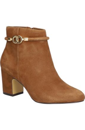 Bella Vita Womens Bella Vita Diaz Boots Brown Leather Block Heel Ankle Booties HAWK1767