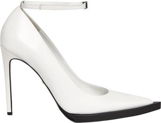 GCDS 110 mm Puntige Leren Pumps - Dames - Pumps - Wit - 40 EU - Leer - Schoenen