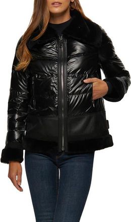 Gorski Quilted Jacket with Genuine Shearling Trim in Black/black at Nordstrom, Size X-Small