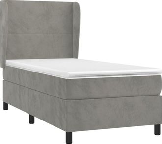 vidaXL Vidaxl - Cama Box Spring Con Colch&oacute;n Terciopelo Gris Claro 90x190 Cm