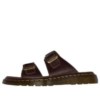 Dr. Martens Josef Slide Grizzly Leather Sandals Dark Brown 43410200
