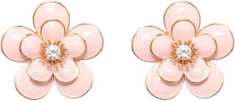 Self Portrait Oorstekers met Gelaagde Emaille Bloemen - Dames - Oorbellen - Roze - ONE Size - Accessoires