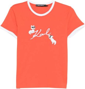 Karl Lagerfeld Ikon Choupette T-shirt - women - Organic Cotton - S - Orange