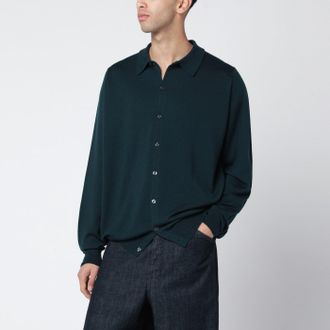 John Smedley Dark Green Wool Cardigan