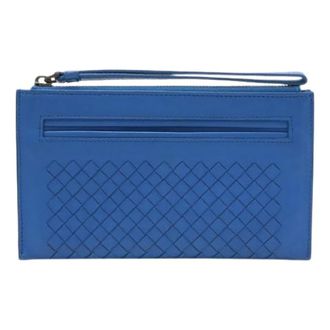 Bottega Veneta Pre-owned Clutches, female, Blue, Size: ONE SIZE Pre-owned Intrecciato Calf Leather Clutch Bag