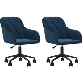 vidaXL Sillas De Comedor Giratorias 2 Uds Terciopelo Azul Vidaxl