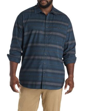 O'Neill Big & Tall Caruso Striped Cord Shirt in Midnight Navy at Nordstrom, Size Xx-Large