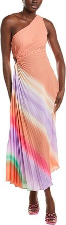 Nicole Miller Accordion Pleated One-Shoulder Midi Dress