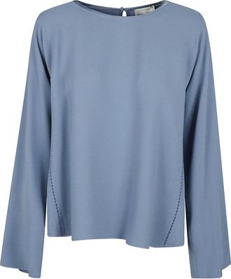 Forte_Forte Light Blue Acetate Blend Blouse With Decorative Stitching