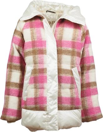 People of Shibuya Fantasia Tartan Wol Hooded Puffer Jas - Dames - Winterjassen - Veelkleurig - S - Wol - Jassen