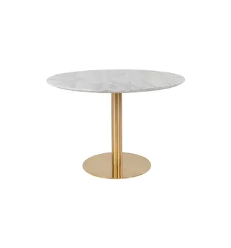 Moloo Mesa de comedor 4 personas &oslash;110 acabado en m&aacute;rmol y lat&oacute;n