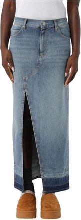 Pinko Pinko, Rokken, Dames, Blauw, M, Denim, Maxi Denim Rok met Split aan de Voorkant
