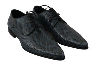 Dolce & Gabbana Python Leather Snakeskin Derby Shoe - Blue