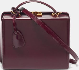 Mark Cross Grace Box Purple Leather Bag