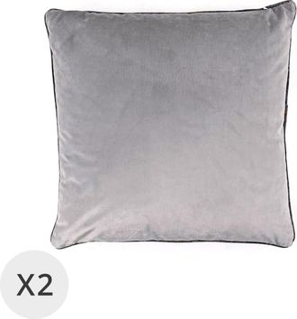 Moycor Set 2 cojines terciopelo gris 45 x 45 cm