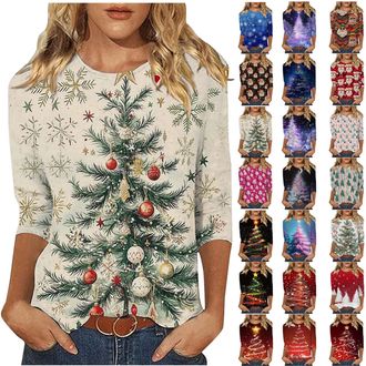 Generic Christmas Jumpers for Women Cute Print Sweatshirt Funny Christmas Jumper Crewneck Shirt Ladies Fashion jumpers women Fall Shirts Ladies Fashion Casual