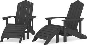 vidaXL Garden Adirondack Chairs 2 pcs with Footstools HDPE Anthracite vidaXL