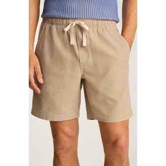 Bonobos Nomad Drawstring Cotton & Linen Shorts in Khaki Herringbone at Nordstrom, Size Xx-Large