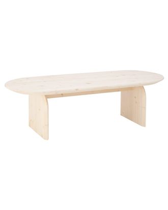 Deco Wood Mesa de centro ovalada de madera maciza en tono natural de 120x35cm