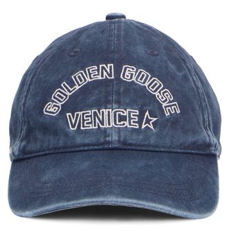 Golden Goose Mens Baseball Cap Navy Blue Cotton Hat
