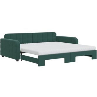 vidaXL Vidaxl - Sof&aacute; Cama Nido Con Colch&oacute;n Terciopelo Verde Oscuro 100x200 Cm