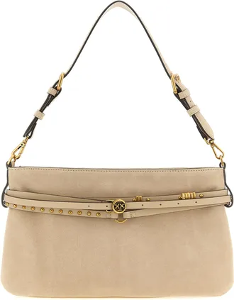 Pinko Beige Cowhide Shoulder Womens Bag