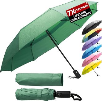 Zeno Travel Umbrella Compact - Small Umbrella for Backpack & Purse, Portable Automatic Umbrellas for Rain, Windproof, Reinforced Fiberglass Ribs, Water-Rep