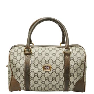 Gucci Brown Gg Plus Leather Boston Bag (Pre-Owned)
