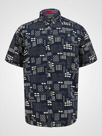 D555 Rick S/S Navy Geometric Print Shirt
