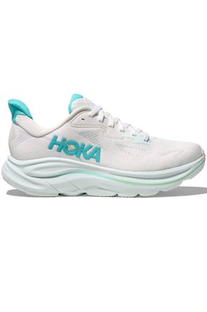 Hoka One One Womens Clifton 10 Running Shoe In White/cielo Blue