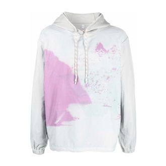 Alexander McQueen Hoodies & sweatvesten, Heren, Veelkleurig, XL, Katoen, Abstract Print Hoodie