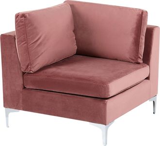 Beliani Beliani - M&oacute;dulo Esquinero De Terciopelo Rosa Rinconera Patas Metal Glamour Evja