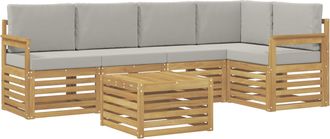 vidaXL Conjunto De Sof&aacute;s De Exterior 6 Uds. Blanco Y Gris Claro Vidaxl