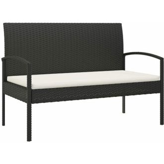 vidaXL Banco De Jard&iacute;n Con Coj&iacute;n Rat&aacute;n Sint&eacute;tico Negro 105 Cm Vidaxl