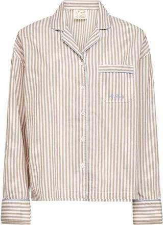 MC2 Saint Barth Gestreepte pyjashirt - Dames - Pyjama - Beige - M - Katoen - Nachtkleding