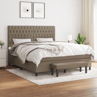 vidaXL Vidaxl - Cama Box Spring Con Colch&oacute;n Tela Gris Taupe 180x200 Cm