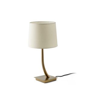 Faro Barcelona Faro Rem - L&aacute;mpara De Mesa Redonda C&oacute;nica Beige, E27