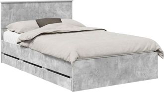 vidaXL Estructura De Cama Gris Concreto 135 X 190 Cm Madera Ingenieril Vidaxl