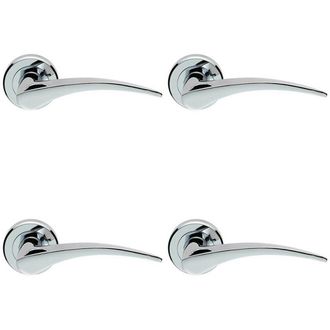 Loops 4x PAIR Arched Tapered Handle on Round Rose Concealed Fix Polished Chrome
