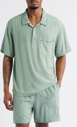 Standard Issue NYC California Blanket Stitch Oversize Polo in Sage at Nordstrom Rack, Size Medium