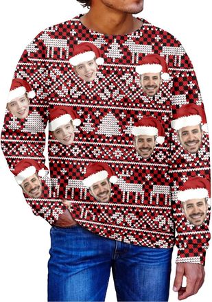 Generic Personalised Funny Christmas Jumper for Men Women, Custom Funny Christmas Jumpers with Your Photo, Xmas Sweatshirt for Men or Women Outfits Ugly Sweat