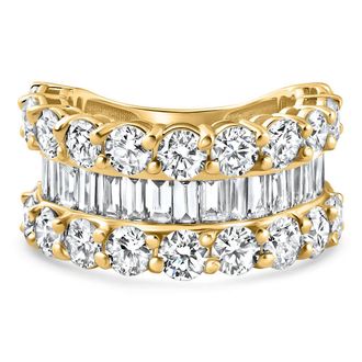 Pompeii3 7.50Ct Wide Diamond Ring Stackable Anniversary Ring Yellow Gold Lab Grown