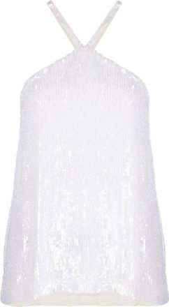 P.A.R.O.S.H. Halterneck Top - Dames - Longsleeves - Wit - XS - Pailletten - Tops