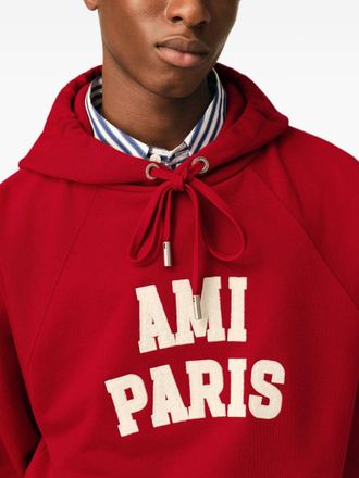 Ami Logo-Embroidered Hoodie - Red