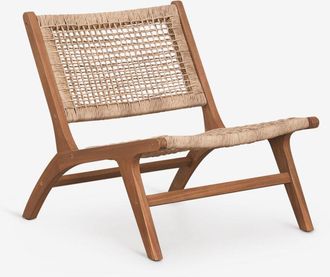 Sklum Pack De 4 Sillones En Madera De Acacia Y Rat&aacute;n Sint&eacute;tico Verlian Sklum