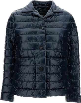 Herno Quilted Down Jacket with Button Fastening and Pointed Collar