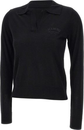 Iceberg Truien & Vesten, Dames, Zwart, XS, Wol, Beaten Wool Sweater