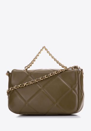 Wittchen Dames handtas gewatteerd met vierkantjes aan een ketting, klein groen